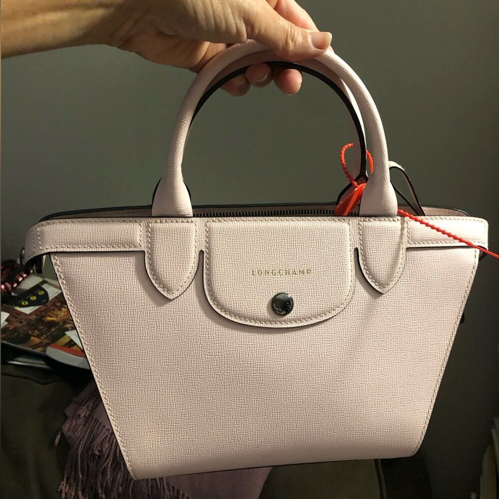 Longchamp RARE Le Pliage Heritage Top Handle Small Leather Pink Handbag NWOT - Picture 10 of 11